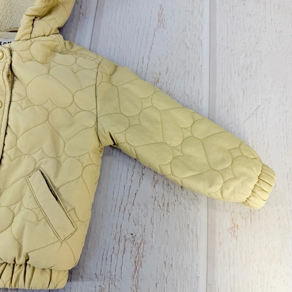 Old Navy‎ Toddler Quilted Hooded Jacket 3T Cream Fleece Lined